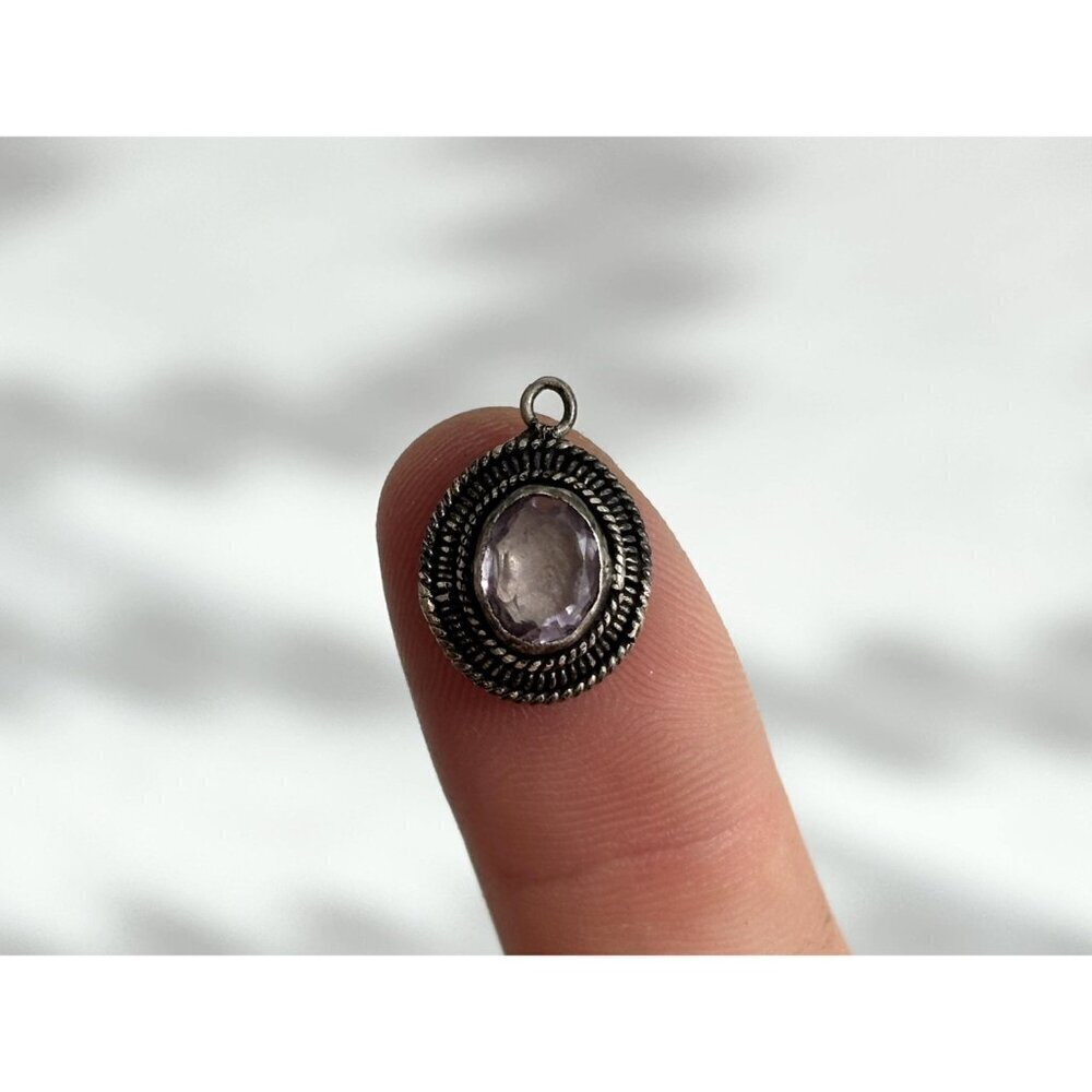 Amythest Rope Framed 925 Sterling Silver Figural Little Vintage Pendant | Charm - Picture 9 of 9